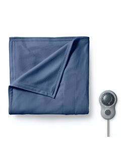 Sunbeam Twin Size Electric Fleece Heated Blanket in Blue