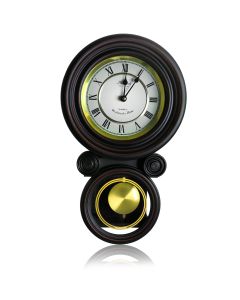 Bedford Clock Collection 16.5 Inch Contemporary Round Wall Clock with Pendulum