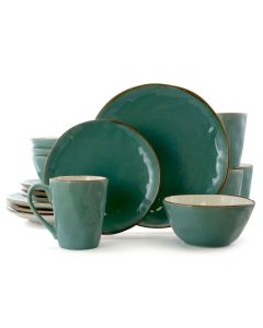 Elama Caribean Tide 16 Piece Luxurious Stoneware Dinnerware with Complete Setting for 4