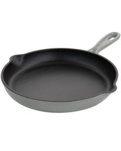 MegaChef Round 10.25 Inch Enameled Cast Iron Skillet in Gray
