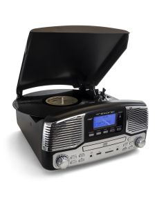 Trexonic Retro Wireless Bluetooth, Record and CD Player in Black